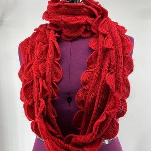 COPY - NWT Red Scalloped Knitted Infinity Scarf
